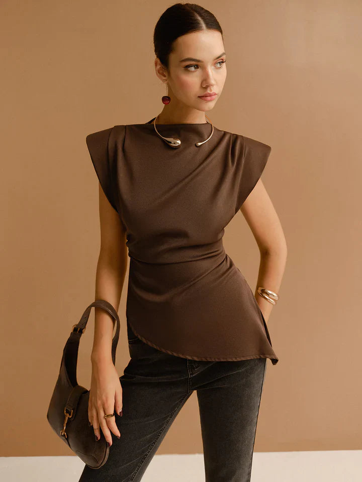 Sélène – Top Asymétrique Sculptural