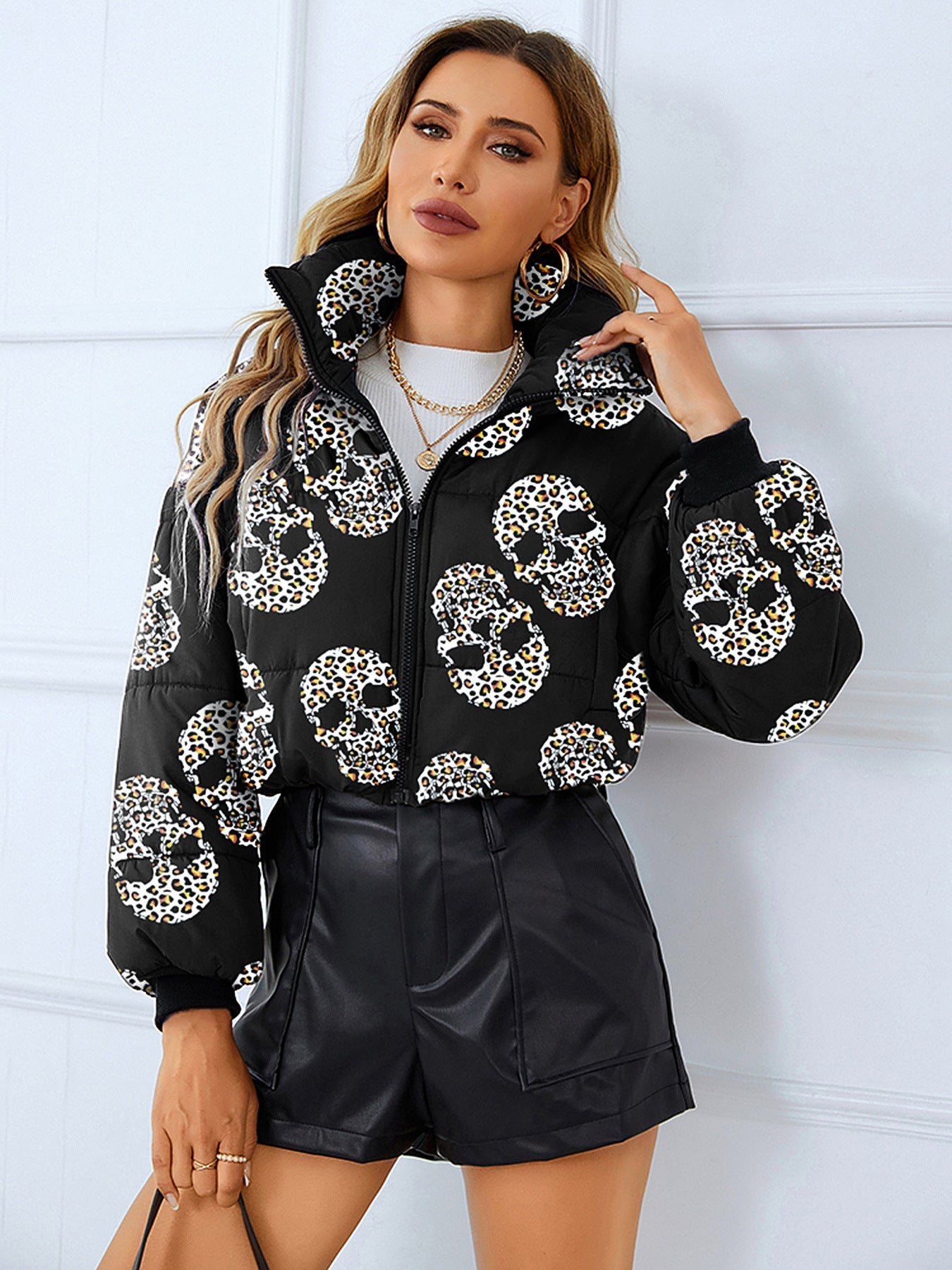 Veste Col Montant Imprimée