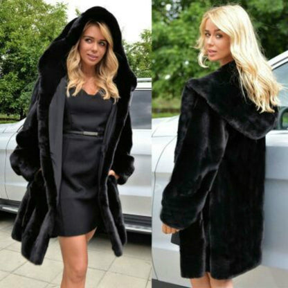 Manteau Mi-Long Fausse Fourrure de Vison