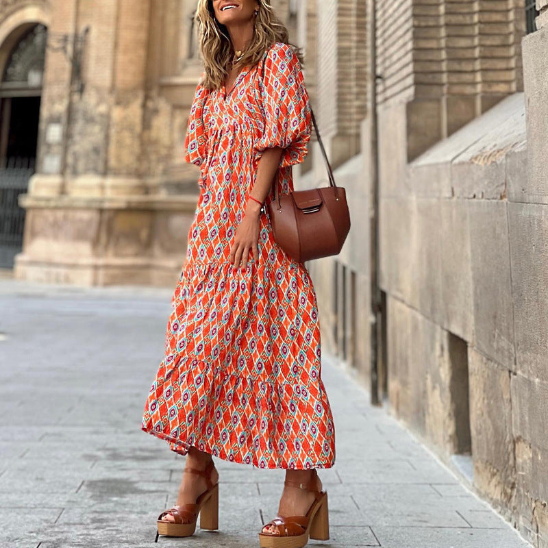 Robe Bohème Verde Floral