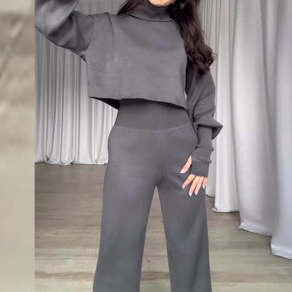 Ensemble Col Roulé Gris