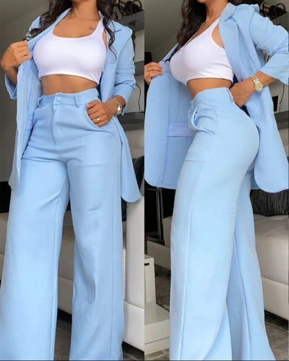 Tailleur Veste Revers et Pantalon Droit