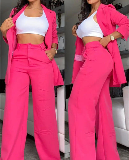 Tailleur Veste Revers et Pantalon Droit