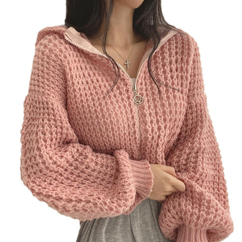 Veste Pull – Court à Capuche