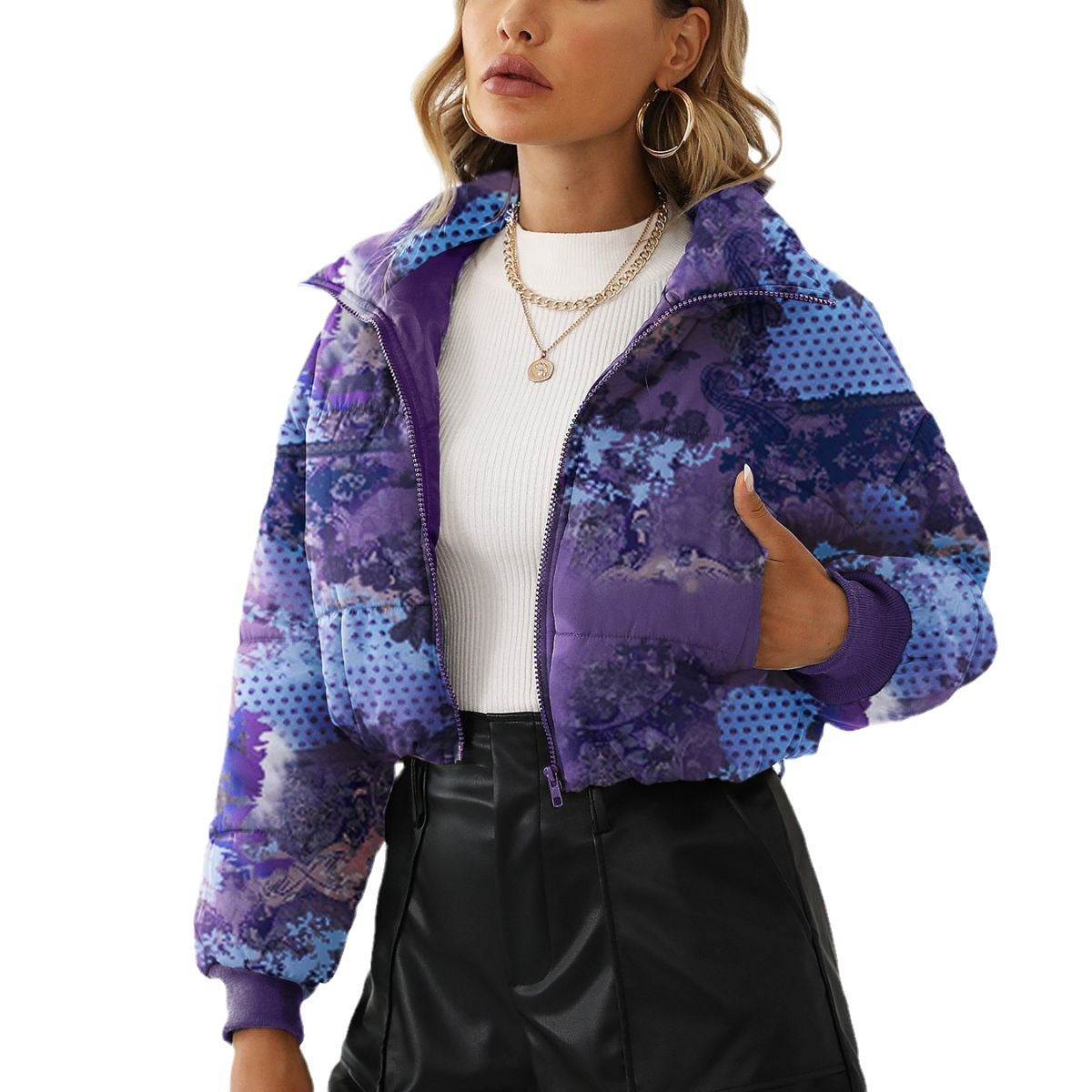 Veste Col Montant Imprimée