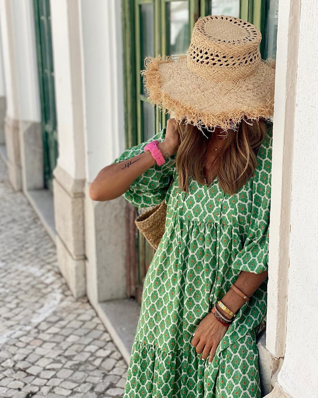 Robe Bohème Verde Floral