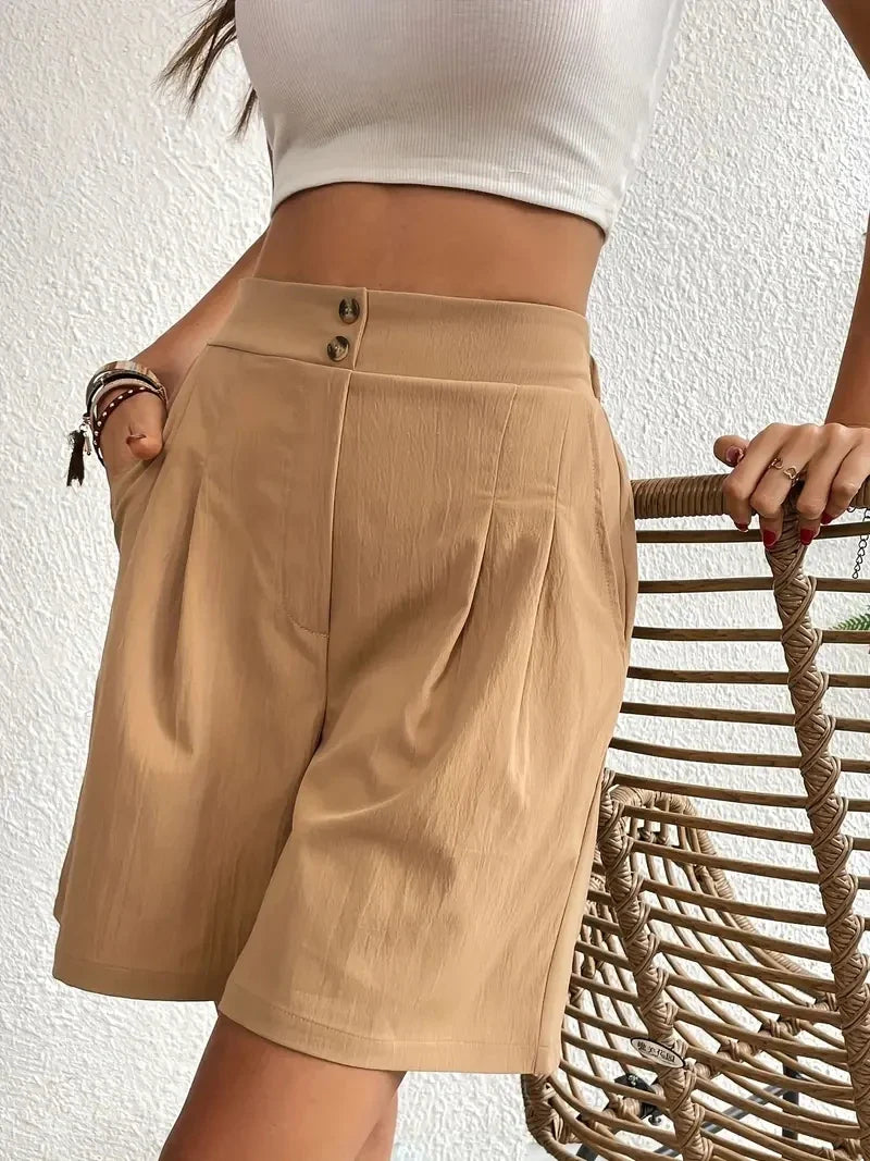 Jocelyn – Short Taille Haute Plissé, Style Estival Léger