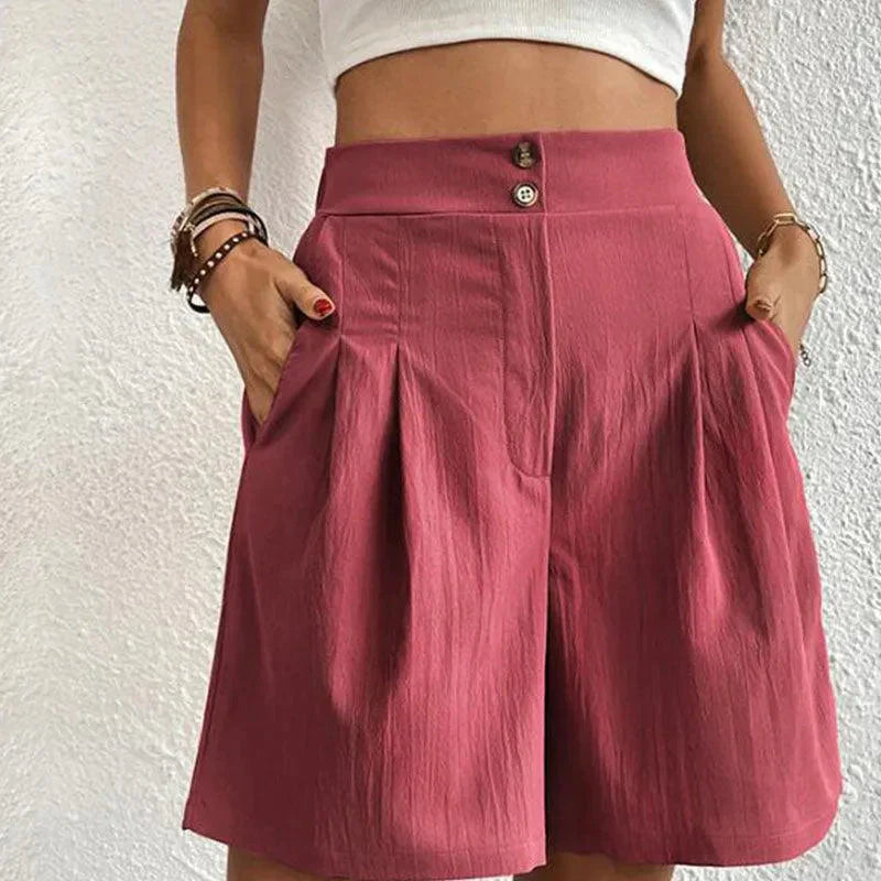 Jocelyn – Short Taille Haute Plissé, Style Estival Léger