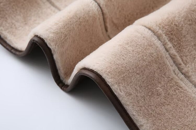 Manteau Cuir et Fourrure Bordeaux