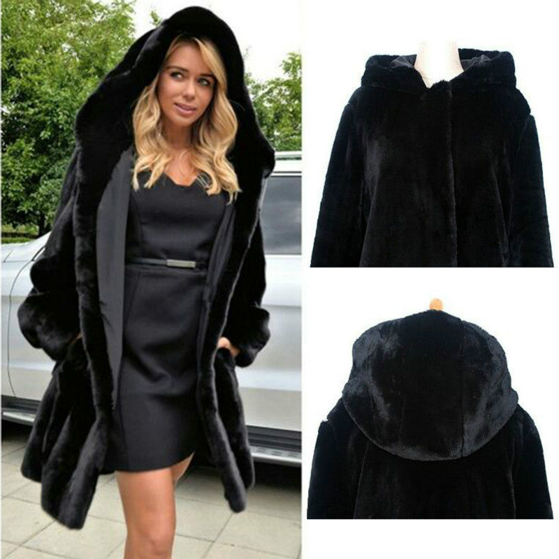Manteau Mi-Long Fausse Fourrure de Vison
