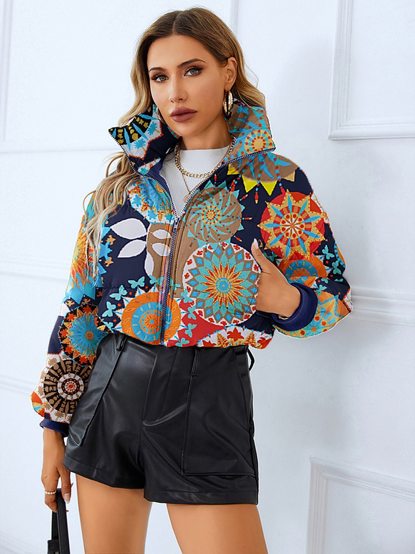 Veste Col Montant Imprimée