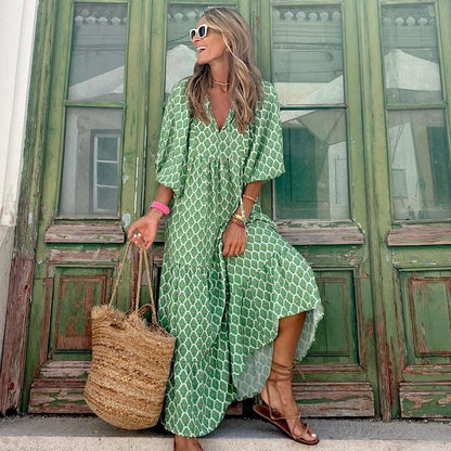 Robe Bohème Verde Floral