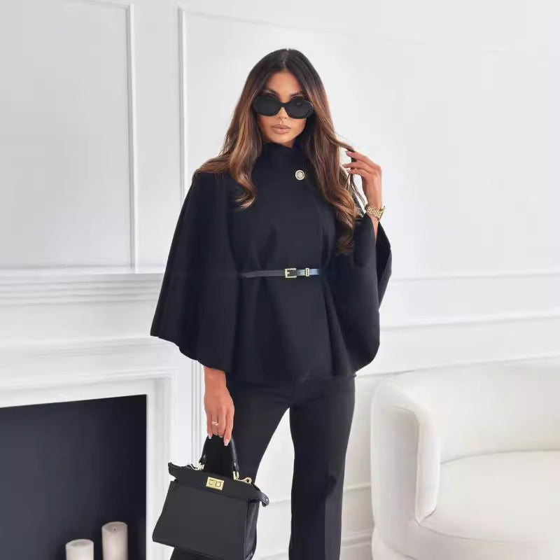 Poncho Ceinturé – Chic et Moderne