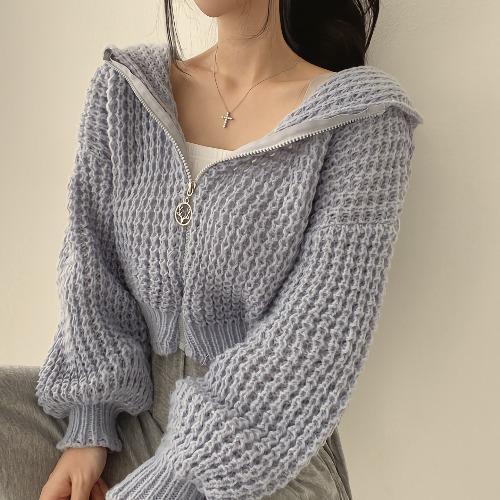 Veste Pull – Court à Capuche