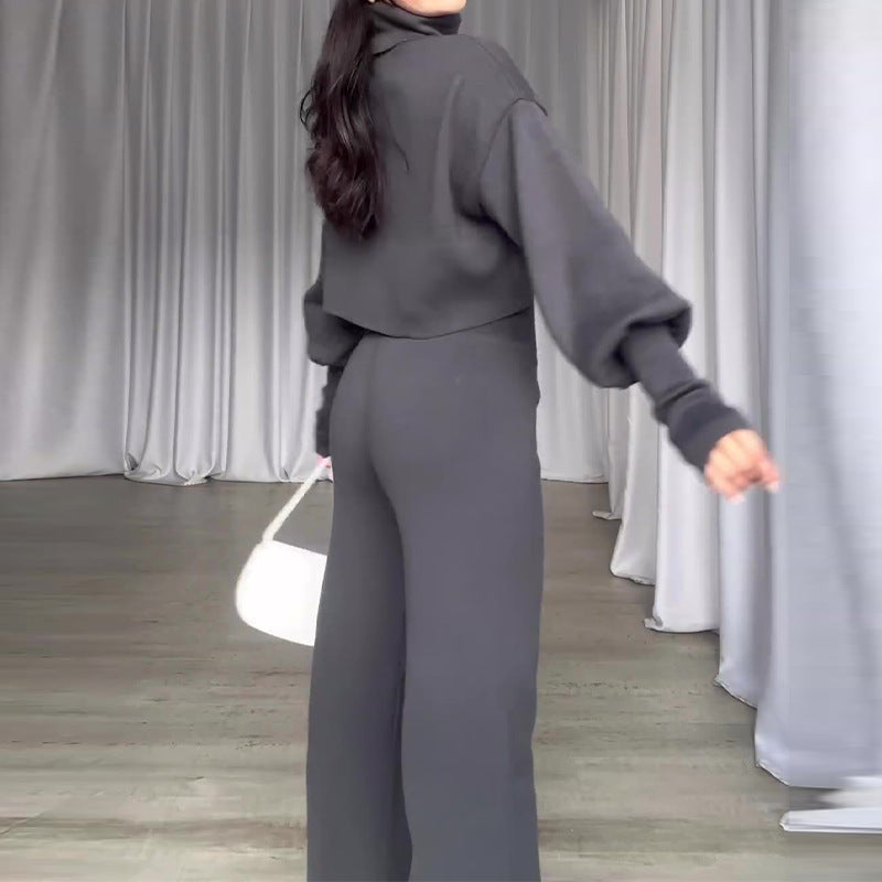 Ensemble Col Roulé Gris