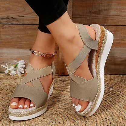 Alegra – Sandales Compensées à Bride Cheville Élastique