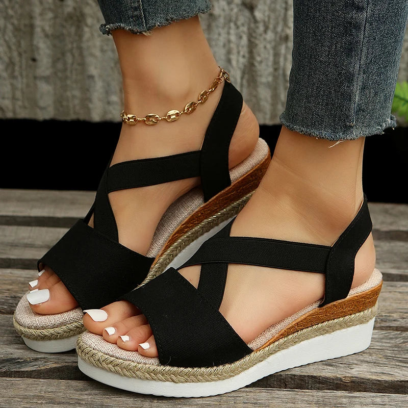 Alegra – Sandales Compensées à Bride Cheville Élastique