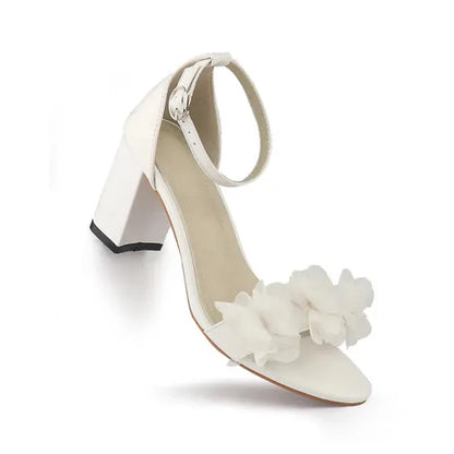 Naomi Élégance – Sandales à Talon Bloc & Accents Floraux