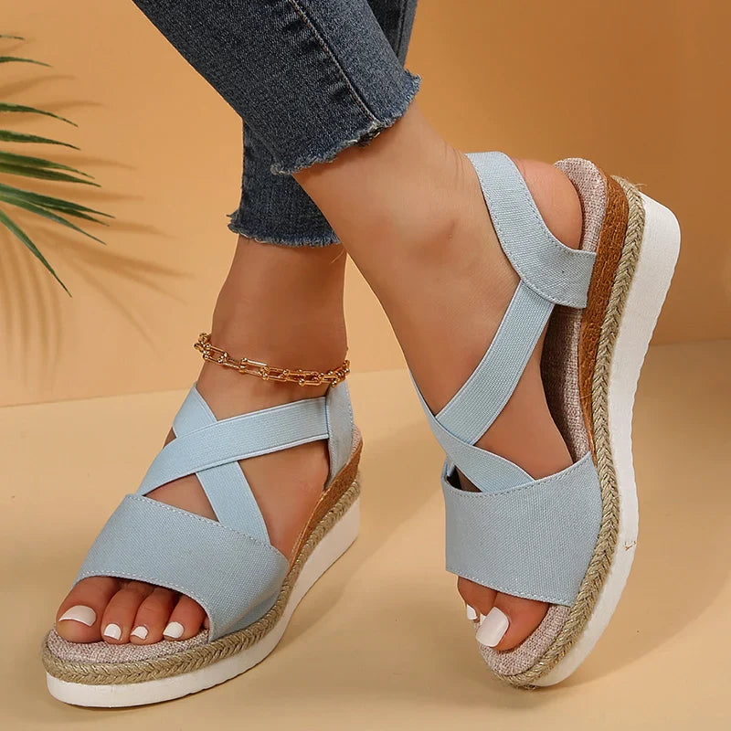 Alegra – Sandales Compensées à Bride Cheville Élastique
