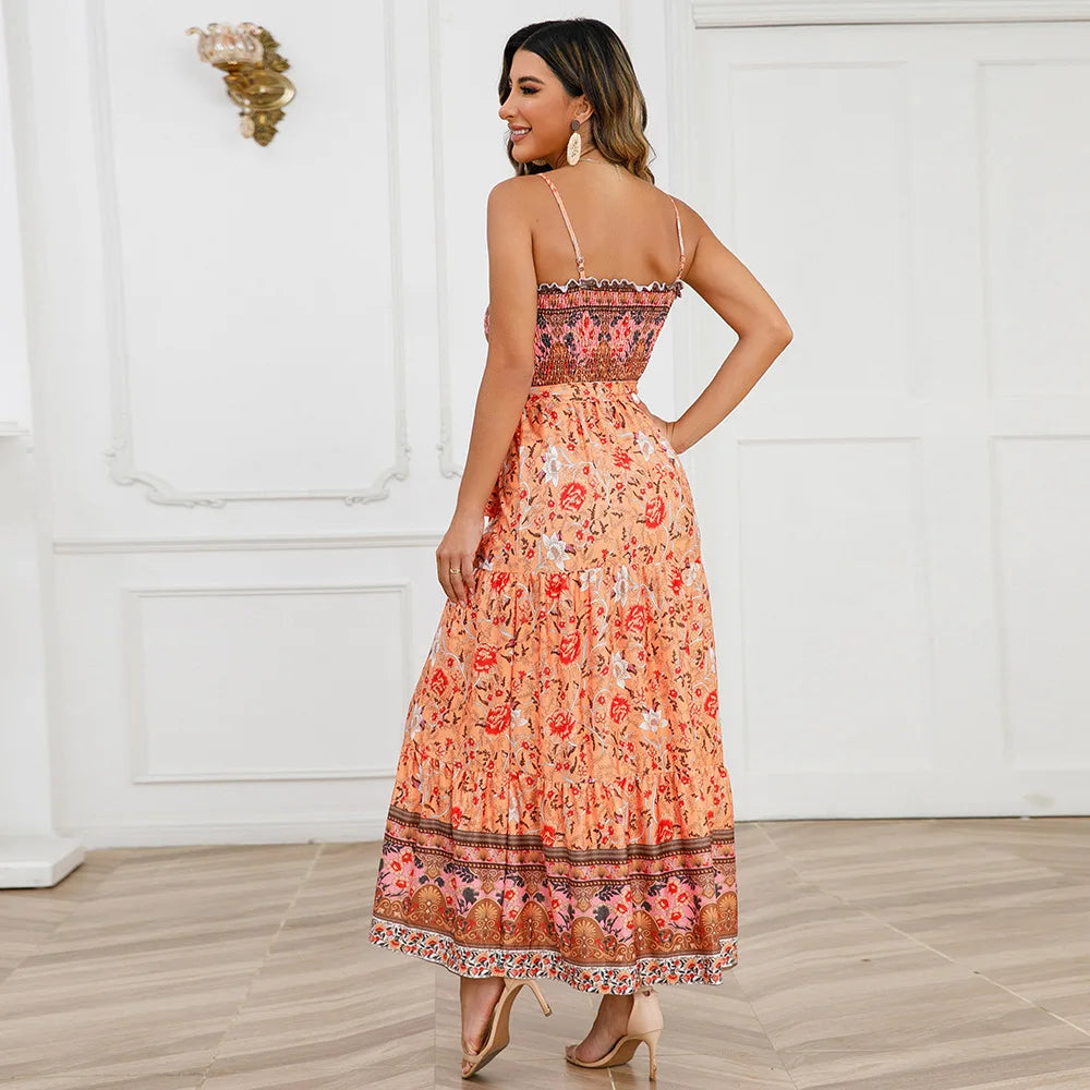 Robe Longue d’Été à Imprimé Fleuri