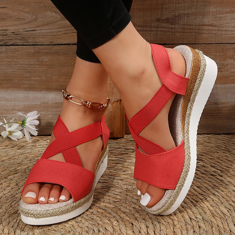 Alegra – Sandales Compensées à Bride Cheville Élastique