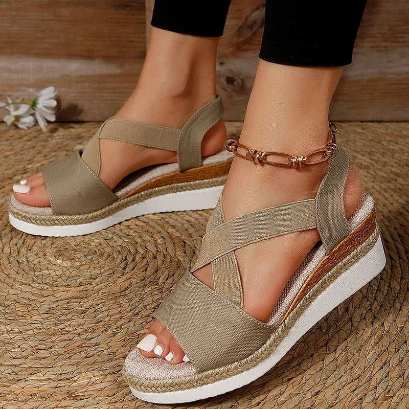 Alegra – Sandales Compensées à Bride Cheville Élastique