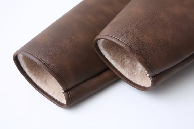 Manteau Cuir et Fourrure Bordeaux