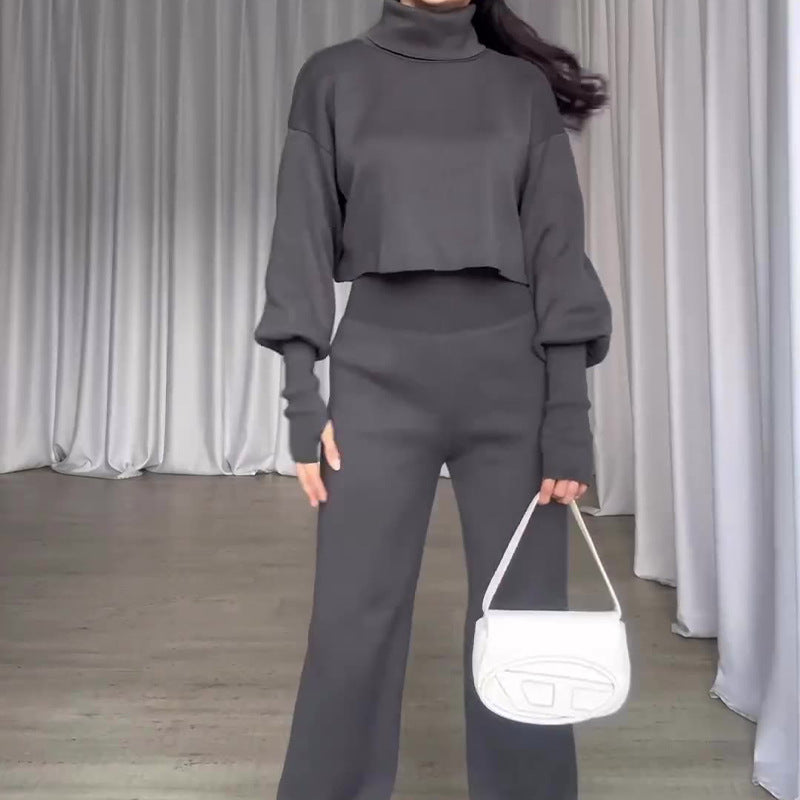 Ensemble Col Roulé Gris