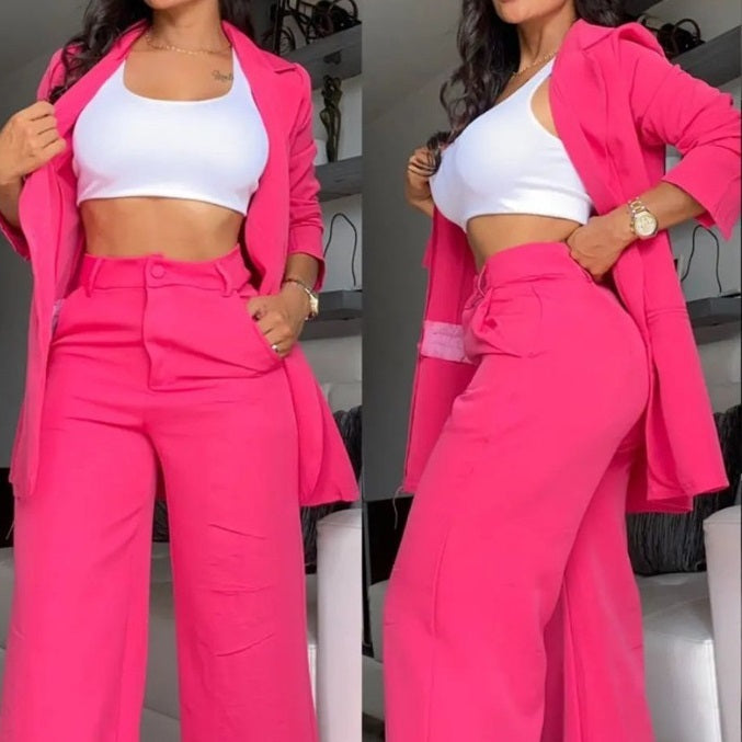 Tailleur Veste Revers et Pantalon Droit