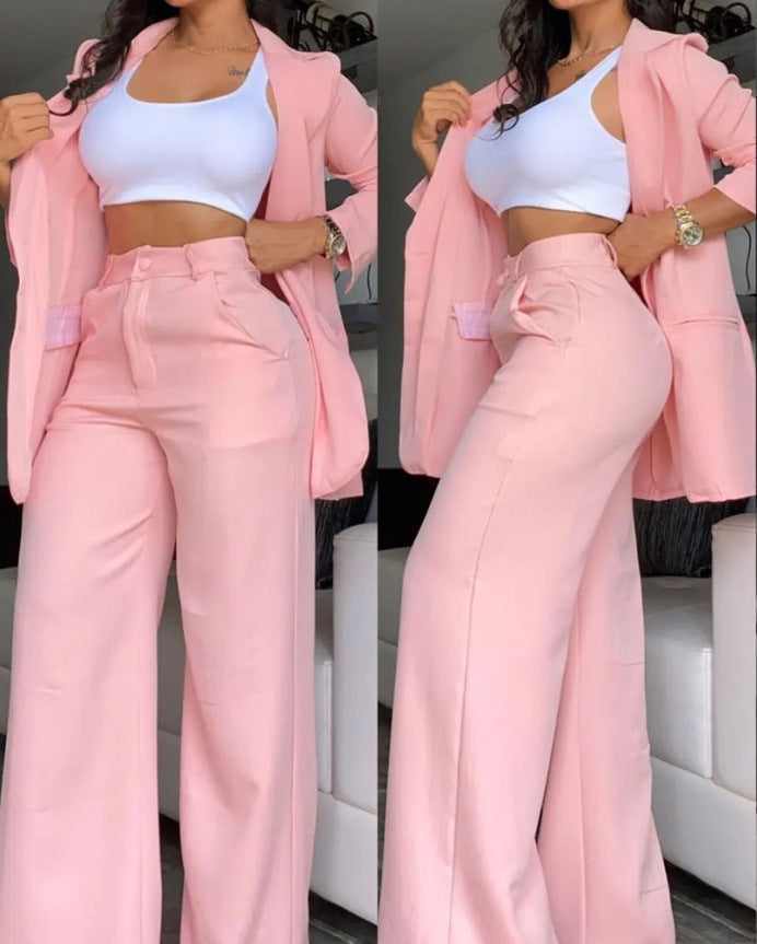 Tailleur Veste Revers et Pantalon Droit